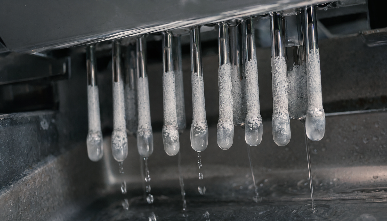 hard water mineral film ice maker evaporator fingers