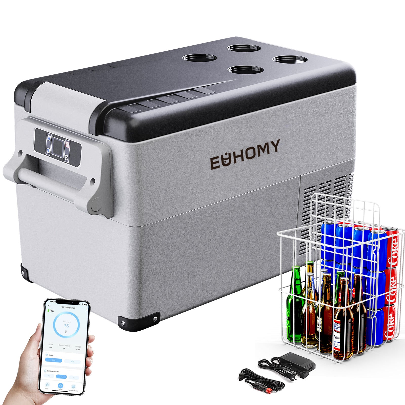EUHOMY 12 Volt Multi-Adapter Equipped Portable Electric Cooler Car Refrigerator - Euhomy