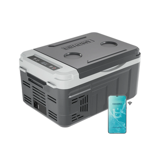 Euhomy Rover A2 12QT portable car refrigerator with app control, gray and white