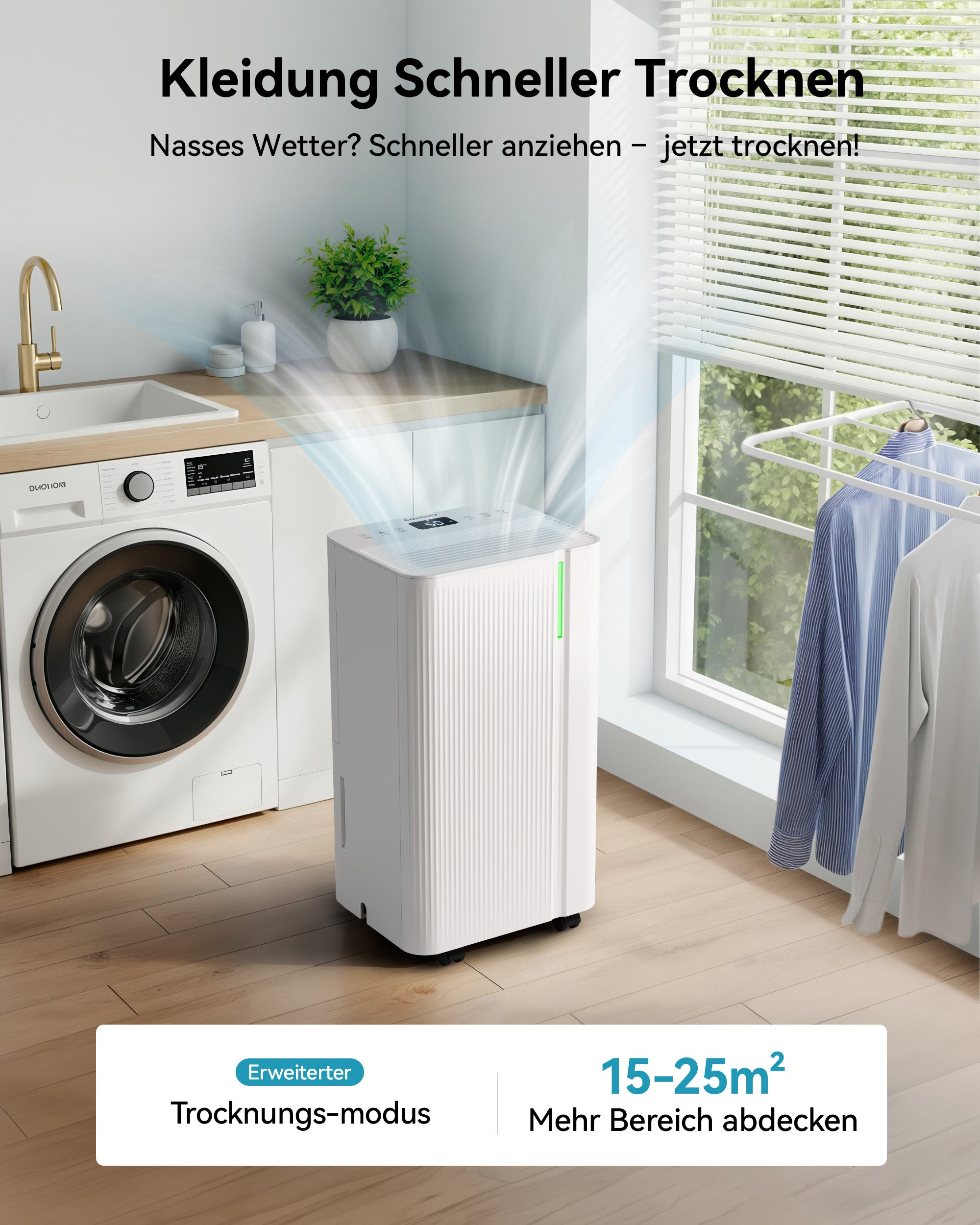 EUHOMY 12L Luftentfeuchter Elektrisch ,Raumentfeuchter Elektrisch für Keller 122m³/25m², Leise & Stromsparende Luftentfeuchter mit Automatisches Abtauen, Ablaufschlauch, Filter, Timer