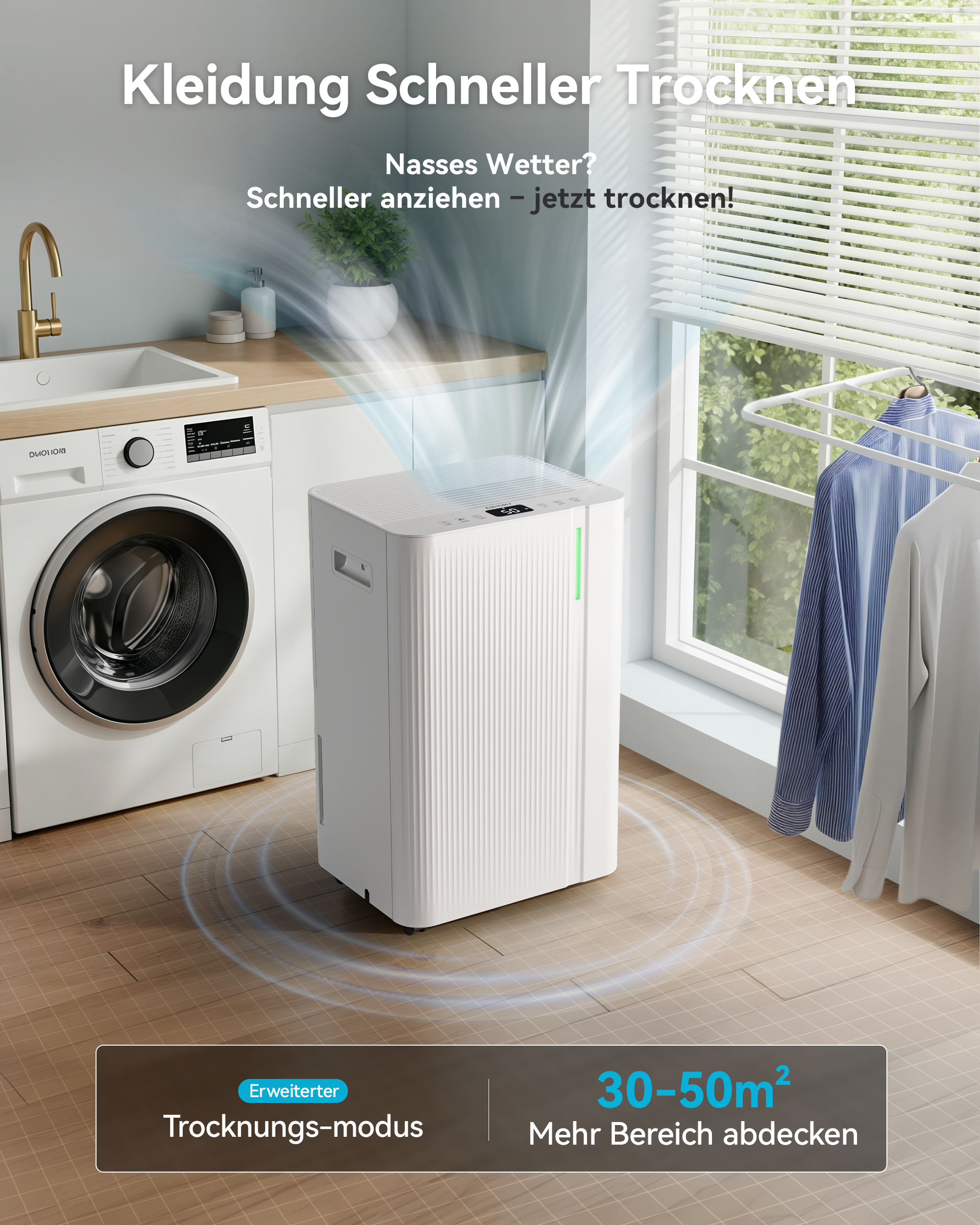 EUHOMY 20L Luftentfeuchter Elektrisch,Raumentfeuchter Elektrisch für Keller 150m³/50m², Leise & Stromsparende Luftentfeuchter mit Automatisches Abtauen, Ablaufschlauch, Filter, Timer