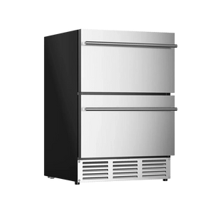 Euhomy Pulse Dual 150 stainless steel beverage refrigerator with two drawers and front vent