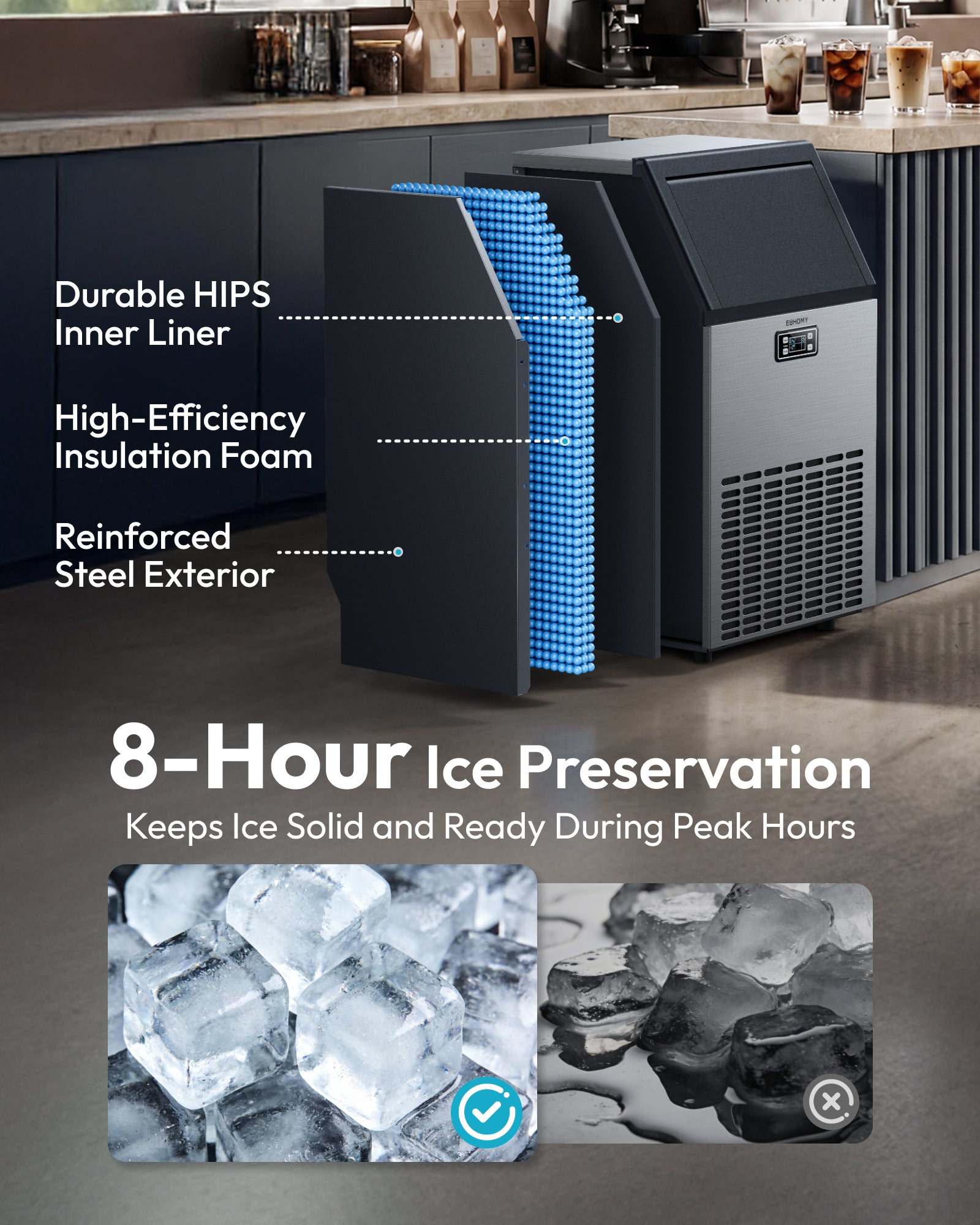 Euhomy Lucid M1 Cube Commercial Ice Maker
